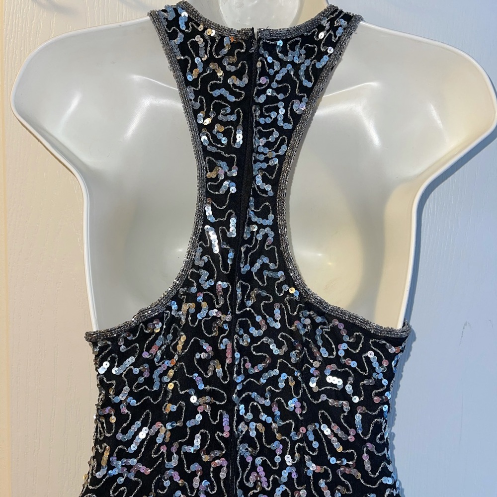 Elegant Sequin Maxi Razor Back Dress With A Split